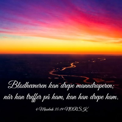 Picture 03 - 4 Mosebok 35:19 NORSK - Blodhevneren kan drepe manndraperen; når han - Bible Verse Picture