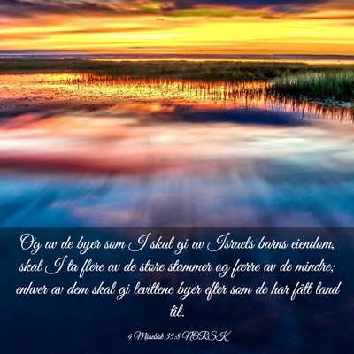 Picture 03 - 4 Mosebok 35:8 NORSK - Og av de byer som I skal gi av Israels barns - Bible Verse Picture