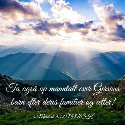Picture 03 - 4 Mosebok 4:22 NORSK - Ta også op manntall over Gersons barn efter - Bible Verse Picture