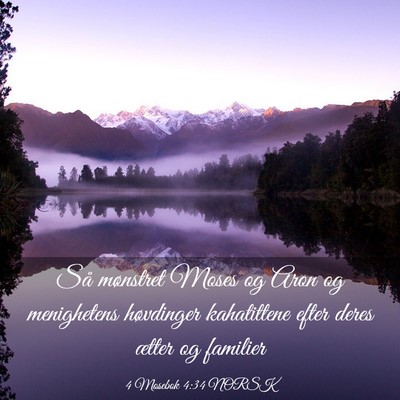Picture 03 - 4 Mosebok 4:34 NORSK - Så mønstret Moses og Aron og menighetens - Bible Verse Picture