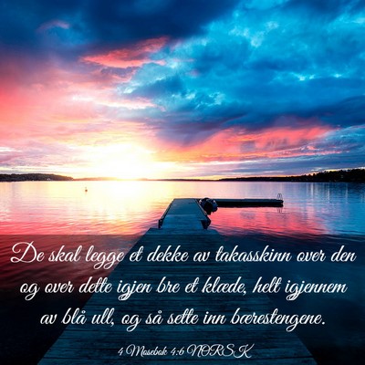 Picture 03 - 4 Mosebok 4:6 NORSK - De skal legge et dekke av takasskinn over den og - Bible Verse Picture