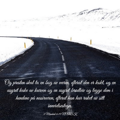 Picture 03 - 4 Mosebok 6:19 NORSK - Og presten skal ta en bog av væren, efterat den - Bible Verse Picture