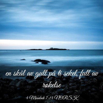 Picture 03 - 4 Mosebok 7:14 NORSK - en skål av gull på ti sekel, full av - Bible Verse Picture