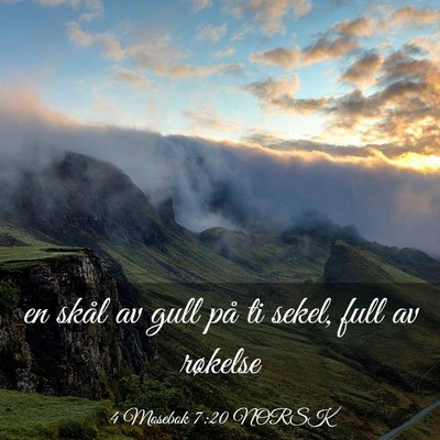 Picture 03 - 4 Mosebok 7:20 NORSK - en skål av gull på ti sekel, full av - Bible Verse Picture