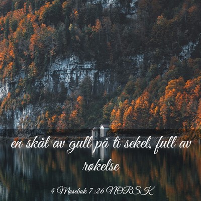 Picture 03 - 4 Mosebok 7:26 NORSK - en skål av gull på ti sekel, full av - Bible Verse Picture