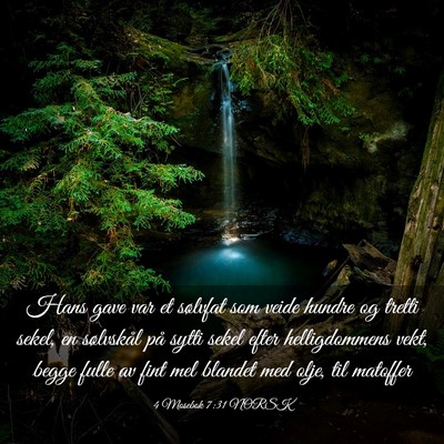 Picture 03 - 4 Mosebok 7:31 NORSK - Hans gave var et sølvfat som veide hundre og - Bible Verse Picture