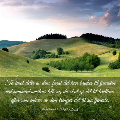 Picture 03 - 4 Mosebok 7:5 NORSK - Ta imot dette av dem, forat det kan brukes til - Bible Verse Picture