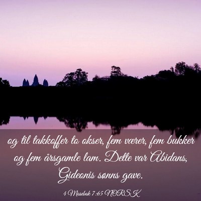 Picture 03 - 4 Mosebok 7:65 NORSK - og til takkoffer to okser, fem værer, fem bukker - Bible Verse Picture
