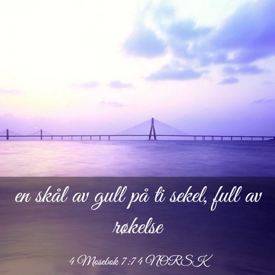 Picture 03 - 4 Mosebok 7:74 NORSK - en skål av gull på ti sekel, full av - Bible Verse Picture