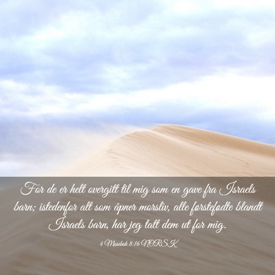 Picture 03 - 4 Mosebok 8:16 NORSK - For de er helt overgitt til mig som en gave fra - Bible Verse Picture