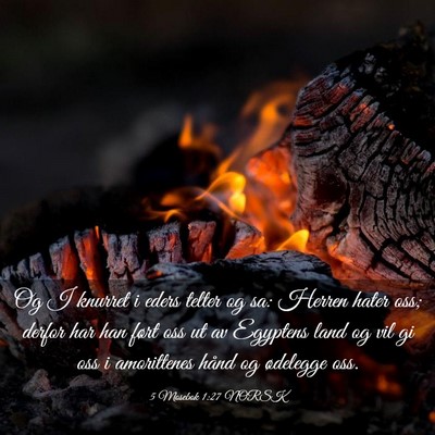 Picture 03 - 5 Mosebok 1:27 NORSK - Og I knurret i eders telter og sa: Herren hater - Bible Verse Picture