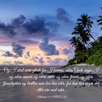 Picture 03 - 5 Mosebok 12:12 NORSK - Og I skal være glade for Herrens, eders Guds - Bible Verse Picture