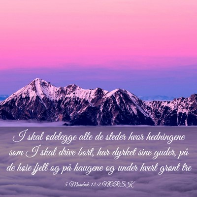 Picture 03 - 5 Mosebok 12:2 NORSK - I skal ødelegge alle de steder hvor hedningene - Bible Verse Picture