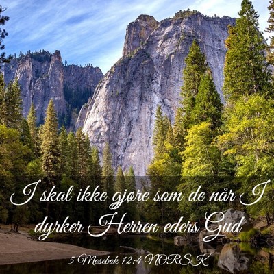Picture 03 - 5 Mosebok 12:4 NORSK - I skal ikke gjøre som de når I dyrker Herren - Bible Verse Picture