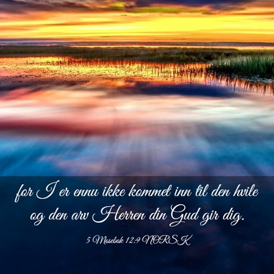 Picture 03 - 5 Mosebok 12:9 NORSK - for I er ennu ikke kommet inn til den hvile og - Bible Verse Picture
