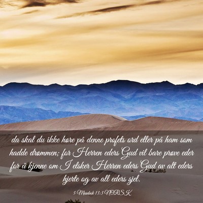 Picture 03 - 5 Mosebok 13:3 NORSK - da skal du ikke høre på denne profets ord eller - Bible Verse Picture