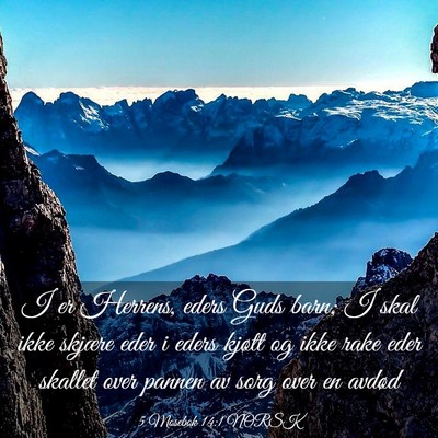Picture 03 - 5 Mosebok 14:1 NORSK - I er Herrens, eders Guds barn; I skal ikke - Bible Verse Picture