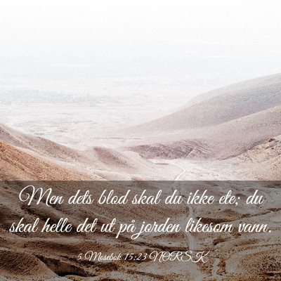 Picture 03 - 5 Mosebok 15:23 NORSK - Men dets blod skal du ikke ete; du skal helle det - Bible Verse Picture