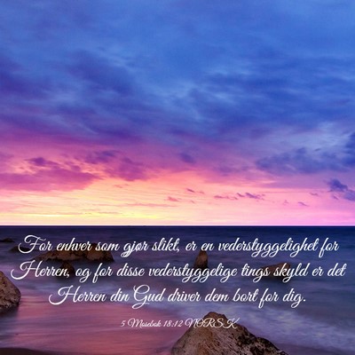 Picture 03 - 5 Mosebok 18:12 NORSK - For enhver som gjør slikt, er en - Bible Verse Picture