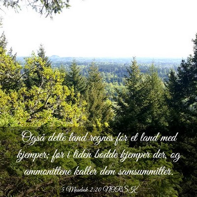 Picture 03 - 5 Mosebok 2:20 NORSK - Også dette land regnes for et land med kjemper; - Bible Verse Picture