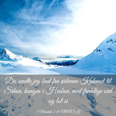 Picture 03 - 5 Mosebok 2:26 NORSK - Da sendte jeg bud fra ørkenen Kedemot til Sihon, - Bible Verse Picture