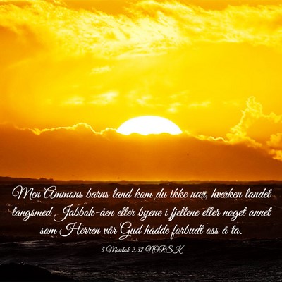 Picture 03 - 5 Mosebok 2:37 NORSK - Men Ammons barns land kom du ikke nær, hverken - Bible Verse Picture