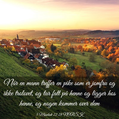 Picture 03 - 5 Mosebok 22:28 NORSK - Når en mann treffer en pike som er jomfru og - Bible Verse Picture