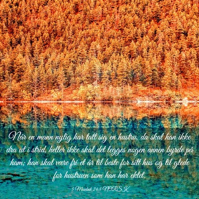 Picture 03 - 5 Mosebok 24:5 NORSK - Når en mann nylig har tatt sig en hustru, da - Bible Verse Picture