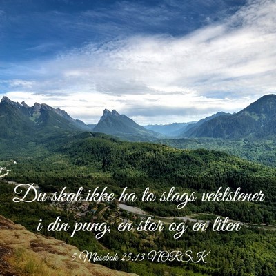 Picture 03 - 5 Mosebok 25:13 NORSK - Du skal ikke ha to slags vektstener i din pung, - Bible Verse Picture