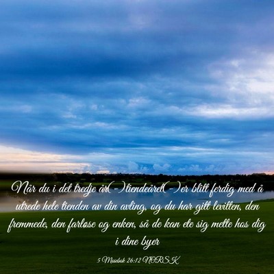 Picture 03 - 5 Mosebok 26:12 NORSK - Når du i det tredje år(-)tiendeåret(-)er blitt - Bible Verse Picture