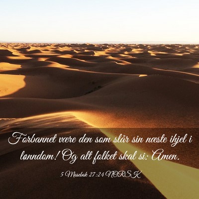 Picture 03 - 5 Mosebok 27:24 NORSK - Forbannet være den som slår sin næste ihjel i - Bible Verse Picture
