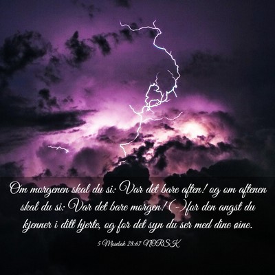 Picture 03 - 5 Mosebok 28:67 NORSK - Om morgenen skal du si: Var det bare aften! og om - Bible Verse Picture