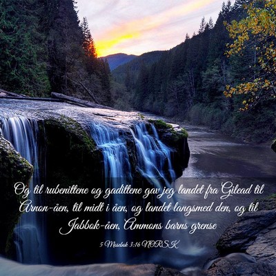 Picture 03 - 5 Mosebok 3:16 NORSK - Og til rubenittene og gadittene gav jeg landet - Bible Verse Picture