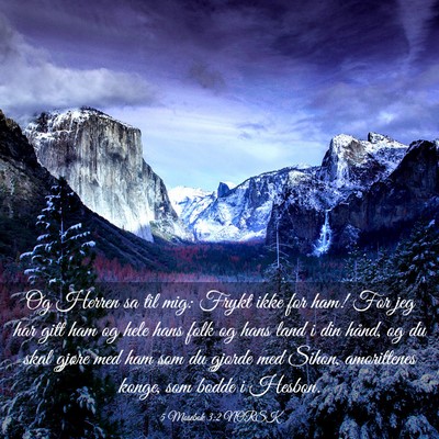 Picture 03 - 5 Mosebok 3:2 NORSK - Og Herren sa til mig: Frykt ikke for ham! For jeg - Bible Verse Picture
