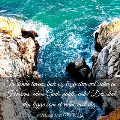 Picture 03 - 5 Mosebok 31:26 NORSK - Ta denne lovens bok og legg den ved siden av - Bible Verse Picture