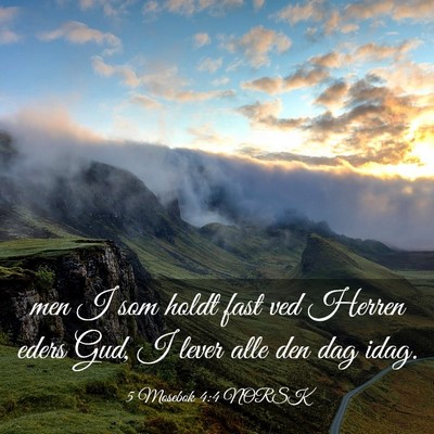 Picture 03 - 5 Mosebok 4:4 NORSK - men I som holdt fast ved Herren eders Gud, I - Bible Verse Picture