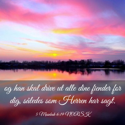 Picture 03 - 5 Mosebok 6:19 NORSK - og han skal drive ut alle dine fiender for dig, - Bible Verse Picture