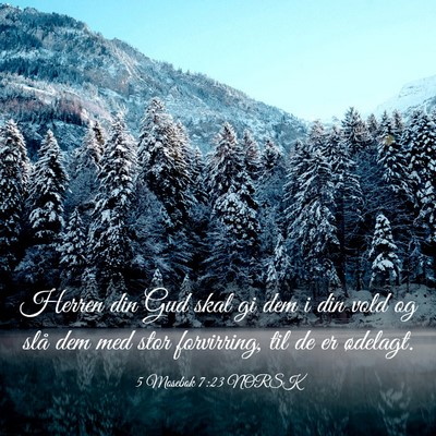 Picture 03 - 5 Mosebok 7:23 NORSK - Herren din Gud skal gi dem i din vold og slå dem - Bible Verse Picture