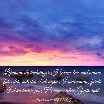 Picture 03 - 5 Mosebok 8:20 NORSK - Likesom de hedninger Herren lar omkomme for eder, - Bible Verse Picture