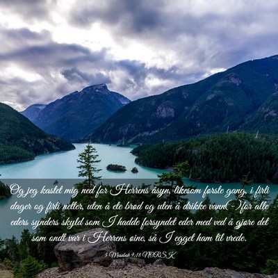 Picture 03 - 5 Mosebok 9:18 NORSK - Og jeg kastet mig ned for Herrens åsyn, likesom - Bible Verse Picture