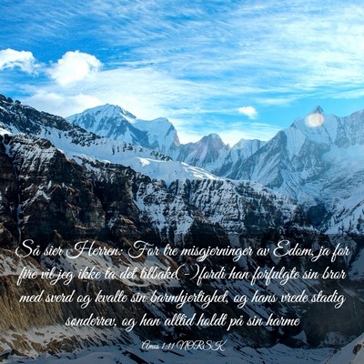 Picture 03 - Amos 1:11 NORSK - Så sier Herren: For tre misgjerninger av Edom, - Bible Verse Picture