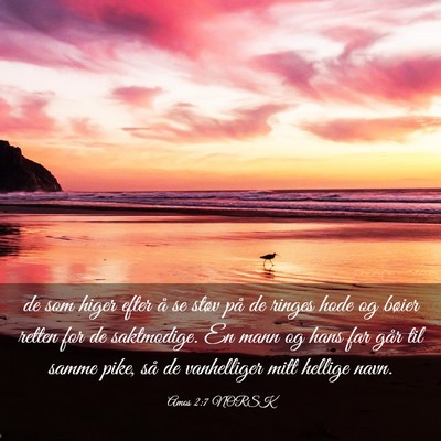 Picture 03 - Amos 2:7 NORSK - de som higer efter å se støv på de ringes hode - Bible Verse Picture