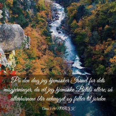 Picture 03 - Amos 3:14 NORSK - På den dag jeg hjemsøker Israel for dets - Bible Verse Picture