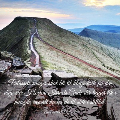 Picture 03 - Amos 8:3 NORSK - Palassets sanger skal bli til klageskrik på den - Bible Verse Picture