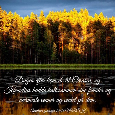Picture 03 - Apostlenes gjerninger 10:24 NORSK - Dagen efter kom de til Cesarea, og Kornelius - Bible Verse Picture