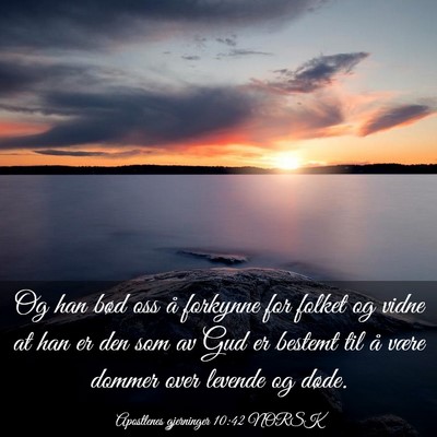 Picture 03 - Apostlenes gjerninger 10:42 NORSK - Og han bød oss å forkynne for folket og vidne - Bible Verse Picture