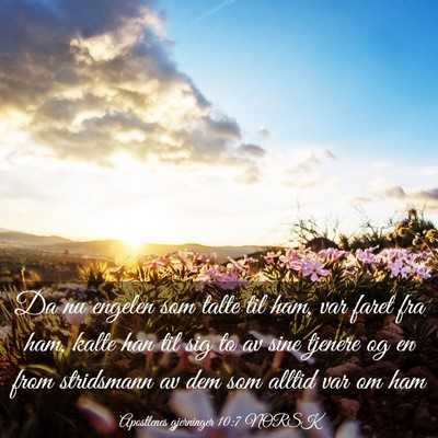 Picture 03 - Apostlenes gjerninger 10:7 NORSK - Da nu engelen som talte til ham, var faret fra - Bible Verse Picture