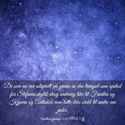 Picture 03 - Apostlenes gjerninger 11:19 NORSK - De som nu var adspredt på grunn av den trengsel - Bible Verse Picture