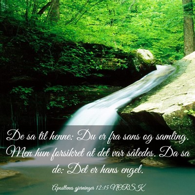 Picture 03 - Apostlenes gjerninger 12:15 NORSK - De sa til henne: Du er fra sans og samling. Men - Bible Verse Picture