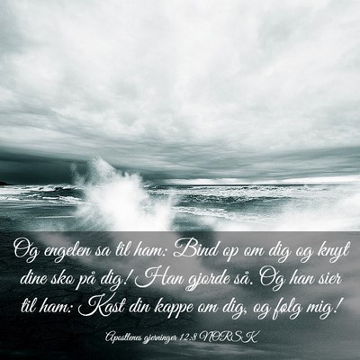 Picture 03 - Apostlenes gjerninger 12:8 NORSK - Og engelen sa til ham: Bind op om dig og knyt - Bible Verse Picture